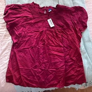 Old Navy Small Maroon Flutter-Sleeve Blouse